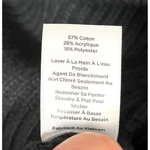 TALBOTS Split Neck Cotton Blend Sweater BLACK so M - Picture 7 of 8